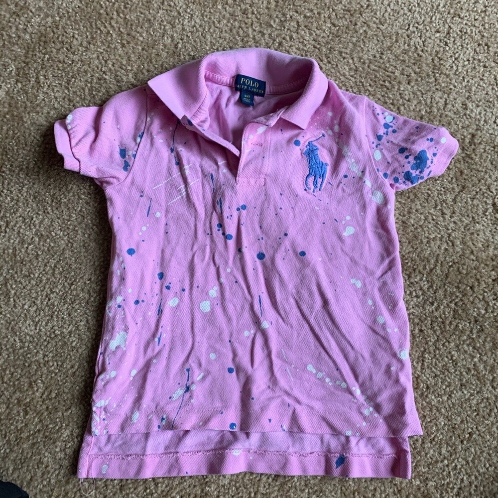 Light Pink white splattered Polo